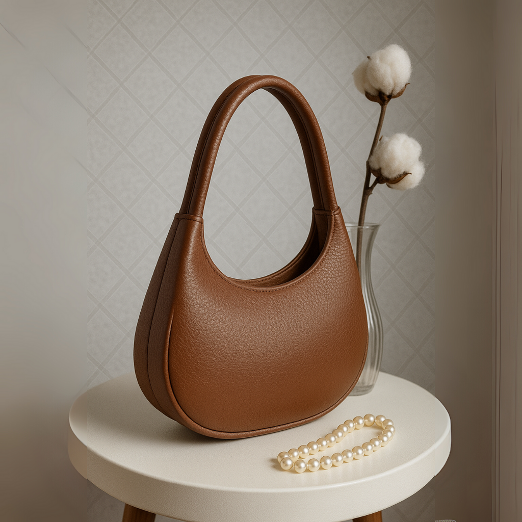 Oval Shape Shoulder Bag for Women - Premium PU Leather Stylish Handbag