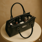 Elara Textura Classic Black Tote HandBag for Women-Premium PU Leather Elegant Handbag