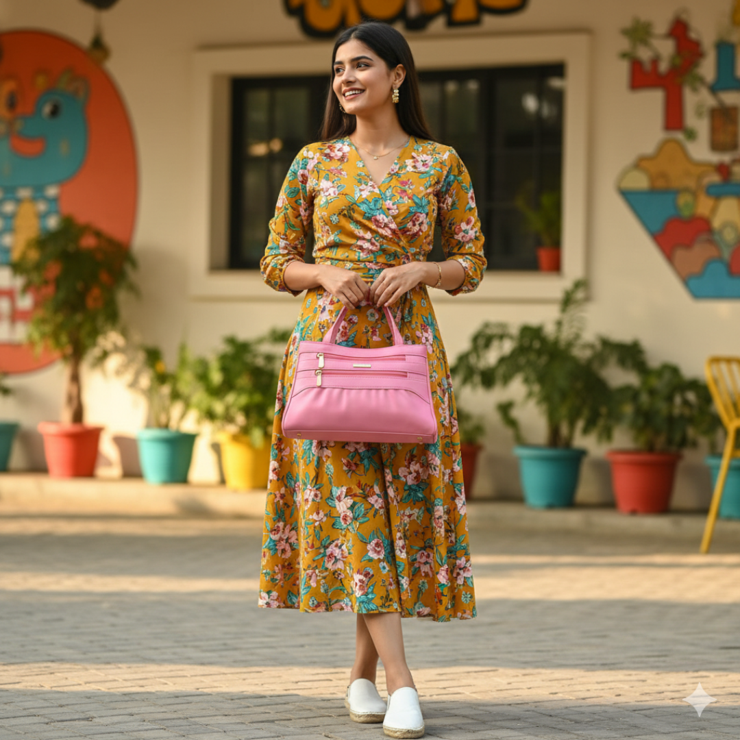 Blush Structured Tote Pink Handbag For Women