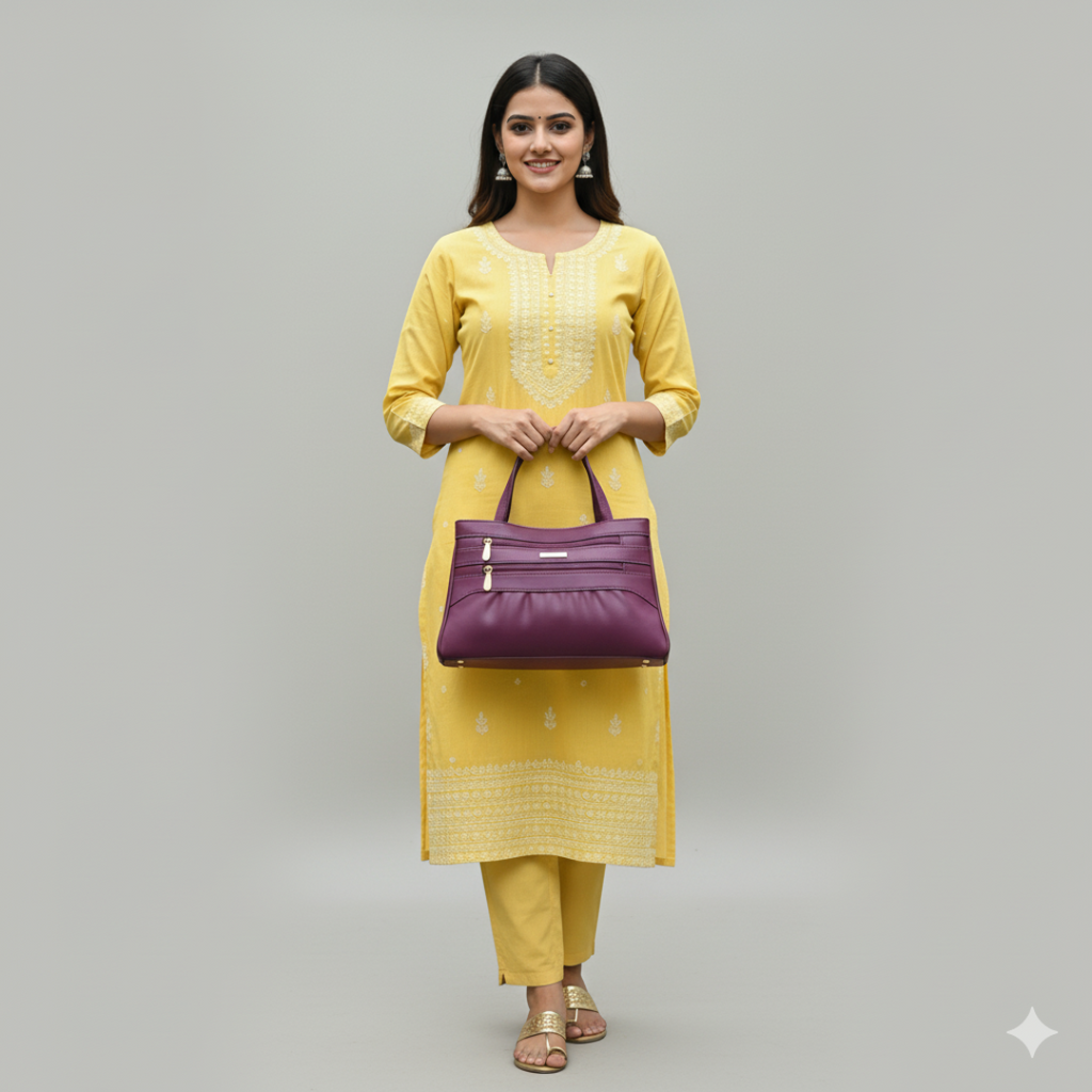 Blush Structured Tote Purple Handbag For Women