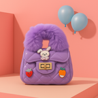 Noiré Luxe Quilted Fur Handle Handbag for Girls