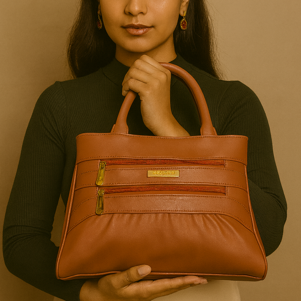 Blush Structured Tote Handbag For Women