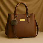 Rivaara Luxe Mocha Charm Tan Color Structured Tote Handbag For Women