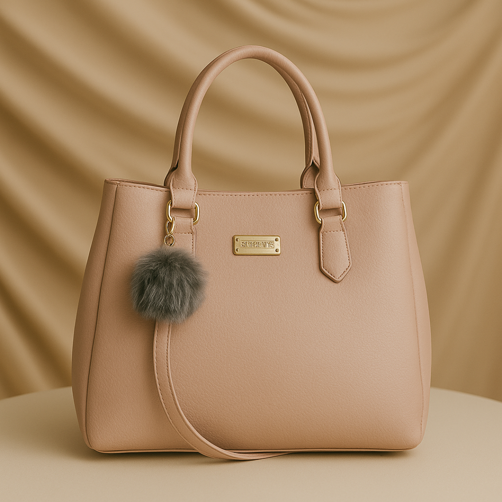 Rivaara Luxe Mocha Charm Pink Structured Tote Handbag For Women