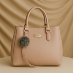 Rivaara Luxe Mocha Charm Pink Structured Tote Handbag For Women