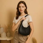 Oval Shape Shoulder Bag for Women - Premium PU Leather Stylish Handbag
